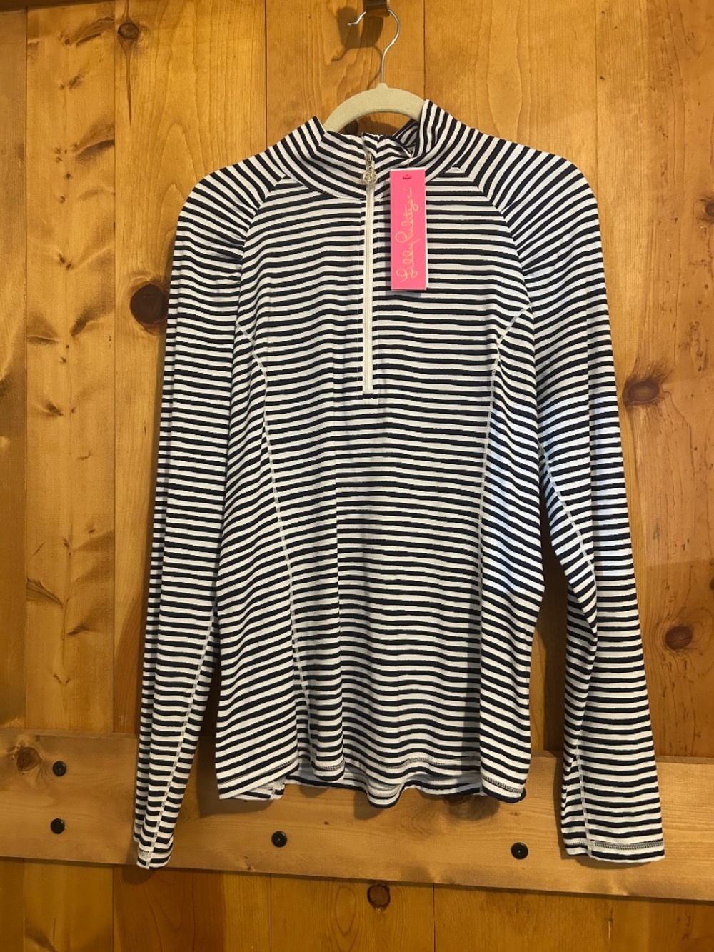 Lilly Pulitzer Navy and White Quarter Zip UPF50 Pullover - Picture 2 of 3